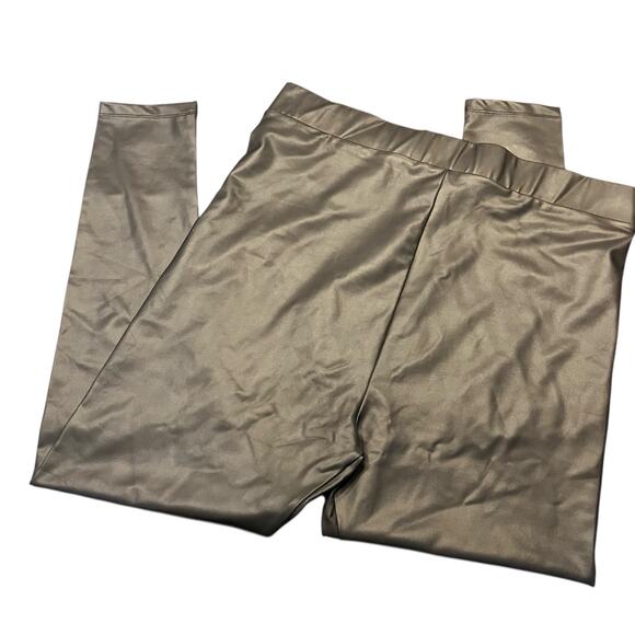 Topshop Maternity Faux Leather Leggings US 14 Black High Rise Stretch Pants - Picture 1 of 13